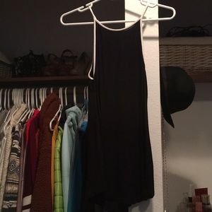Long Black Tank Top with White Straps